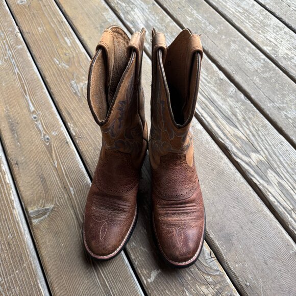 Ariat Heritage Stockman Brown and Tan Round Toe Stockman Cowboy Boot - Men's 7D - Picture 9 of 15